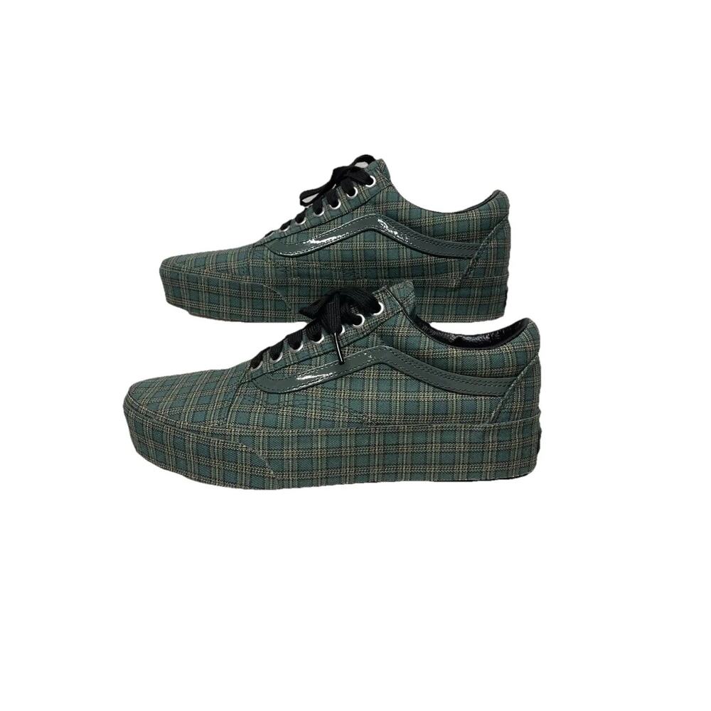 NEW Vans Old Skool Platform Green Plaid RARE - Picture 2 of 6